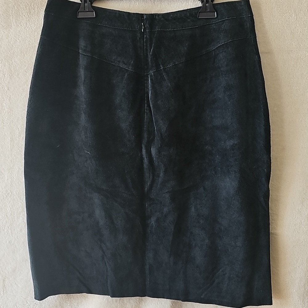 Alfani Black Suede Leather Skirt 10P - Picture 4 of 6